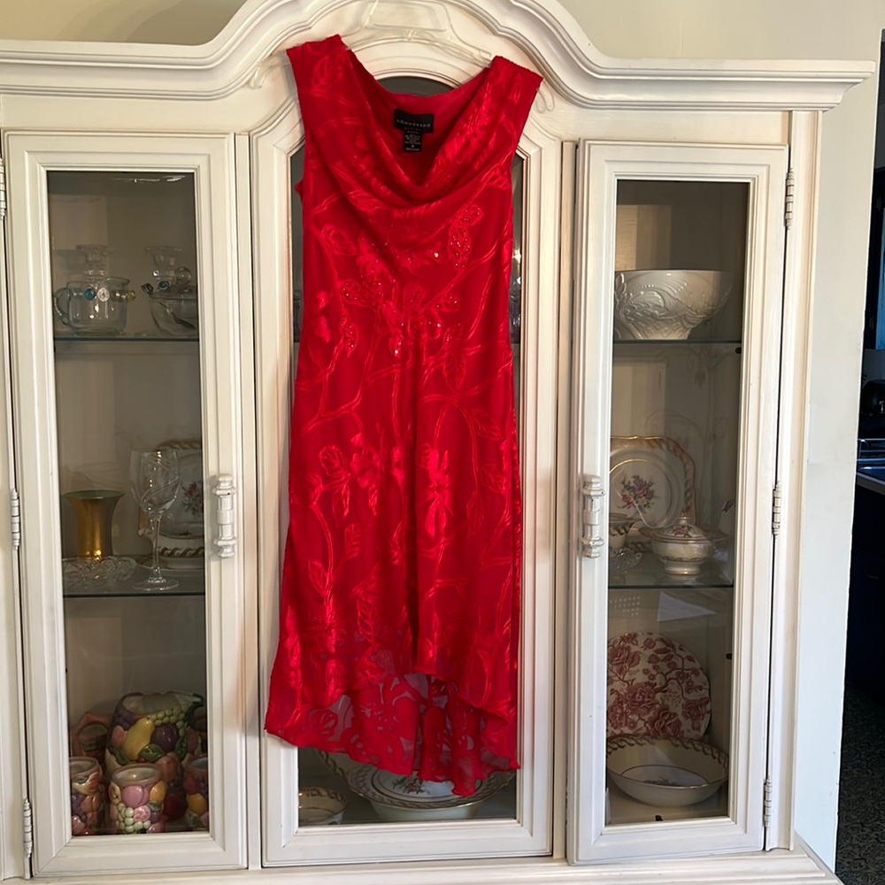 Connected Petites Red slightly Beaded Dress PM Medium